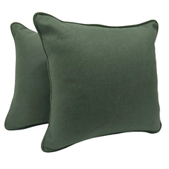 Green Two-Tone Pillow Covers with Piped Edges (16x16, Set of 2)