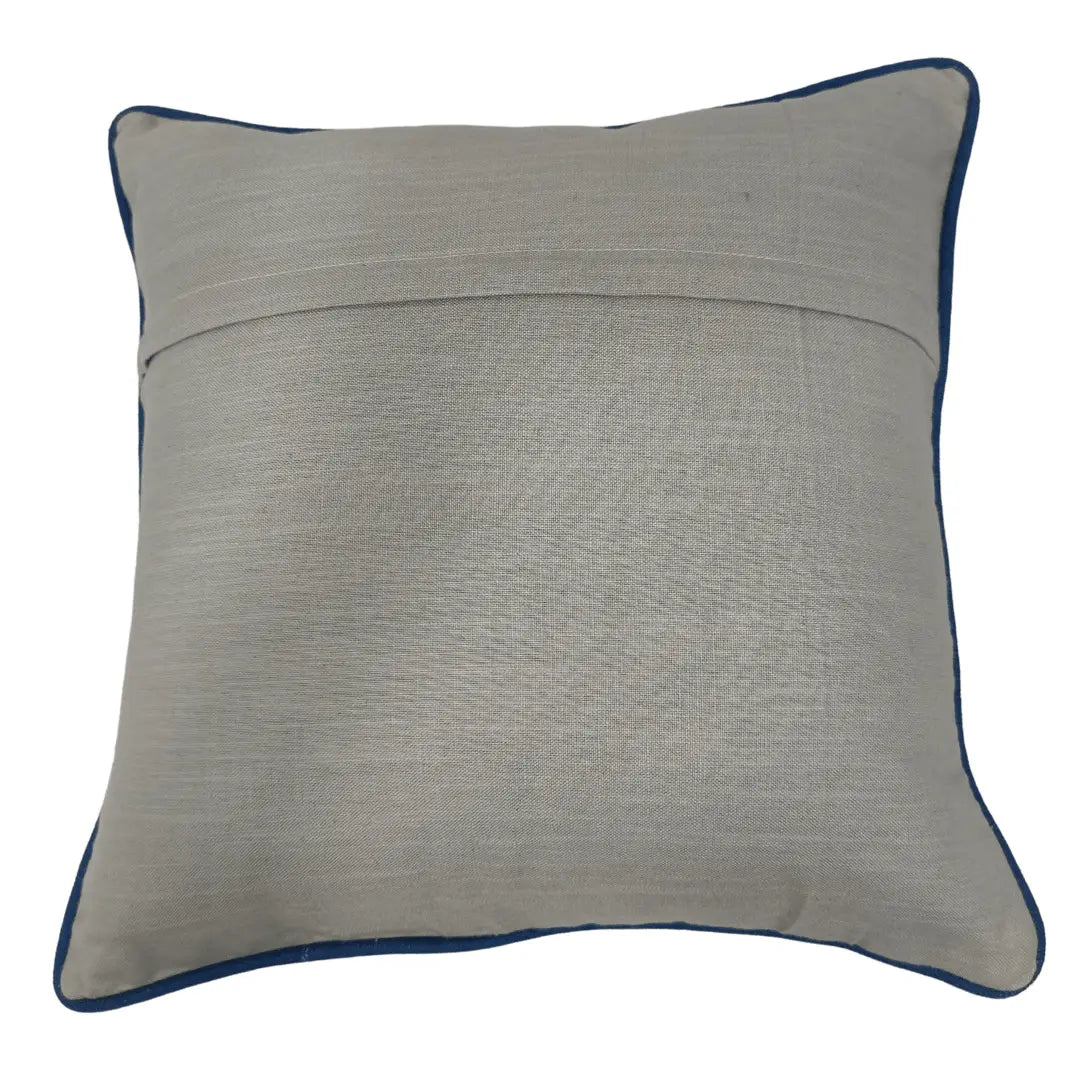 Beige and Taupe Two-Tone Pillow Covers with Navy Piping (16x16, Set of 2) | ZIPCushions