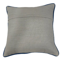 Beige and Taupe Two-Tone Pillow Covers with Navy Piping (16x16, Set of 2)