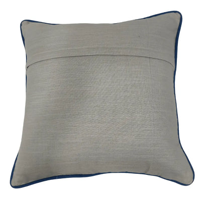 Beige and Taupe Two-Tone Pillow Covers with Navy Piping (16x16, Set of 2)
