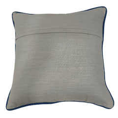 Beige and Taupe Two-Tone Pillow Covers with Navy Piping (16x16, Set of 2)