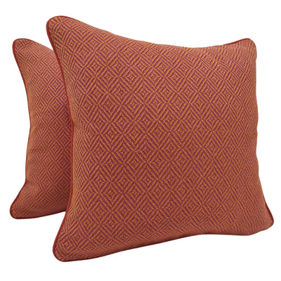 Rust and Red Geometric Pillow Covers with Contrast Piping (16x16, Set of 2)