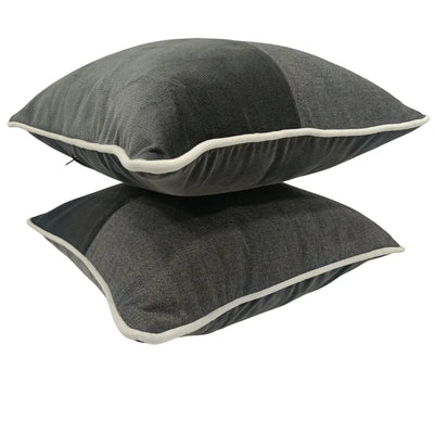 Elegant Contrast Charcoal Pillow Covers (16x16, Set of 2) - Alternate image