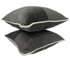 Elegant Contrast Charcoal Pillow Covers (16x16, Set of 2) - Hover Image