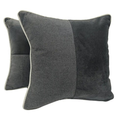 Elegant Contrast Charcoal Pillow Covers (16x16, Set of 2)