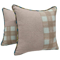 Blush Plaid & Herringbone Pillow Covers (16x16, Set of 2)