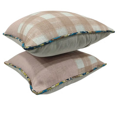 Blush Plaid & Herringbone Pillow Covers (16x16, Set of 2) - Hover Image