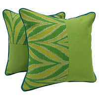 Green Tropical Weave Pillow Covers (16x16, Set of 2)