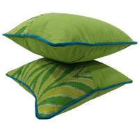 Green Tropical Weave Pillow Covers (16x16, Set of 2)