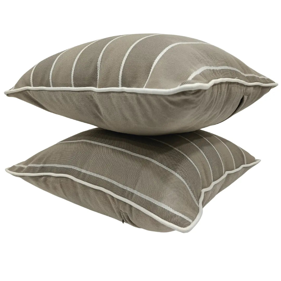 Beige Striped Cushion Covers (16x16, Set of 2) | ZIPCushions - view 2