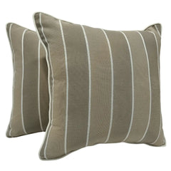 Beige Striped Cushion Covers (16x16, Set of 2)
