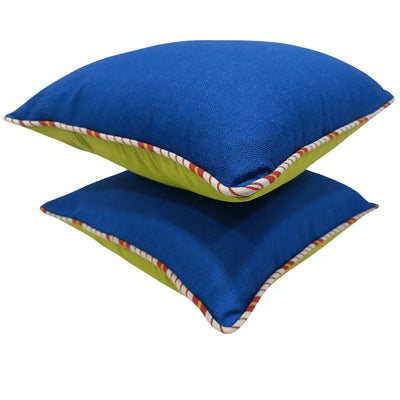 Royal Blue & Lime Green Cushion Covers (16x16, Set of 2) - Alternate image