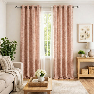 Blush Heavyweight Woven Curtain - Alternate image