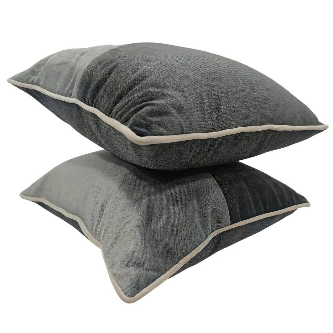 Grey Dual-Tone Pillow Covers (16x16, Set of 2) | ZIPCushions - view 2