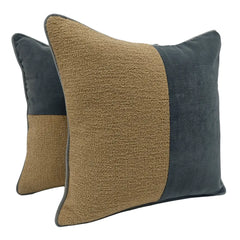 Beige and Charcoal Dual Tone Pillow Covers (16x16, Set of 2)