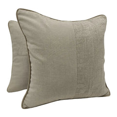 Beige Textured Dual-Tone Pillow Covers (16x16, Set of 2)