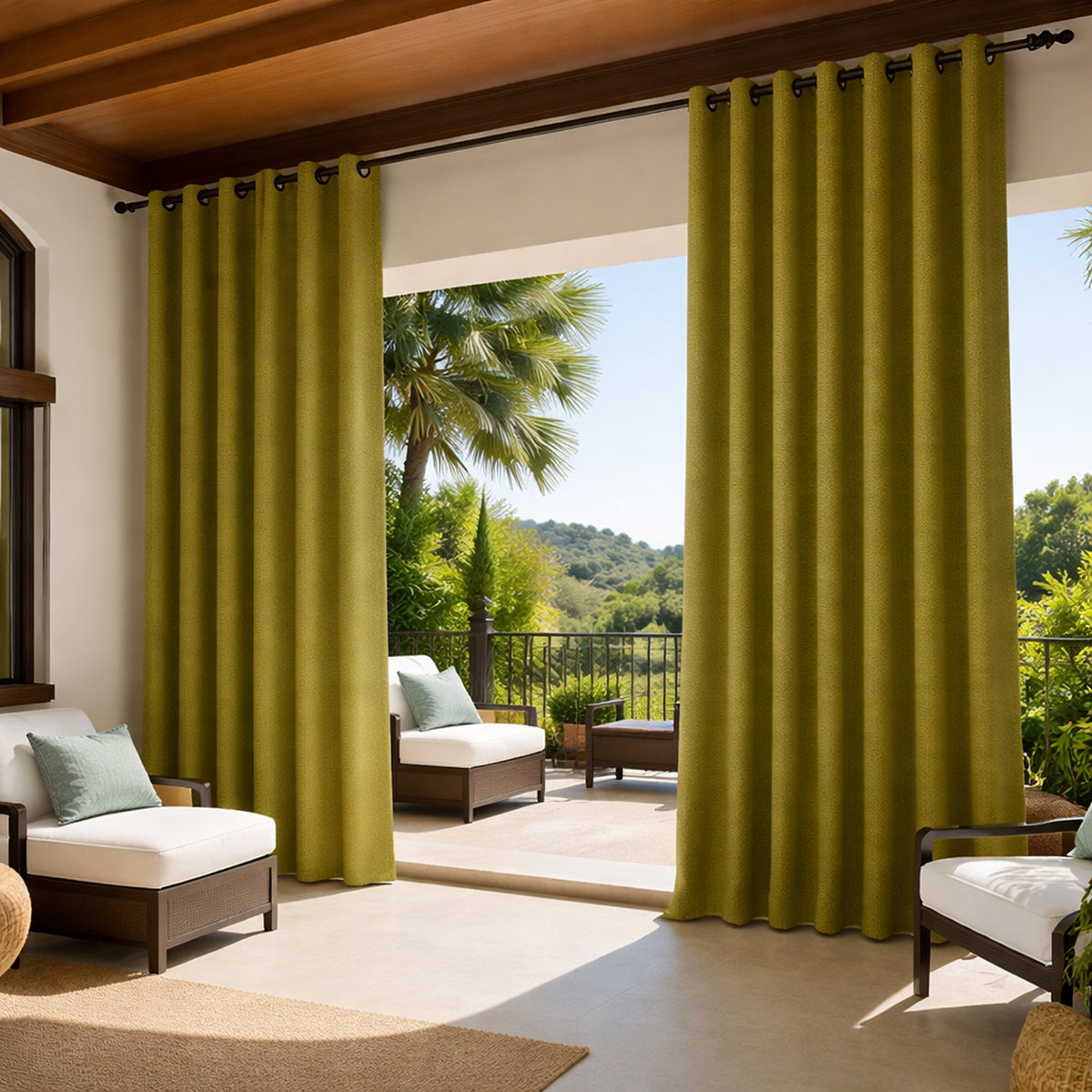 Sunbrella® Canvas Lichen Curtain