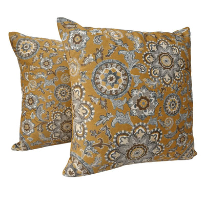 Golden Bloom Pillow Covers (18x18, Set of 2)