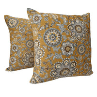 Golden Bloom Pillow Covers (18x18, Set of 2)