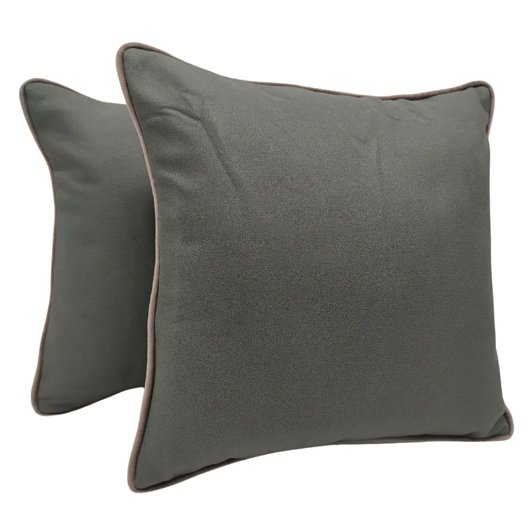 Grey Pillow Covers with Black Piping (Set of 2) | ZIPCushions