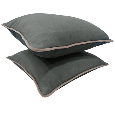 Grey Pillow Covers with Black Piping (Set of 2) - Alternate image