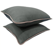 Grey Pillow Covers with Black Piping (Set of 2) | ZIPCushions