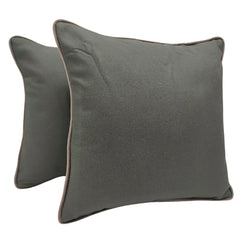 Grey Pillow Covers with Black Piping (Set of 2)