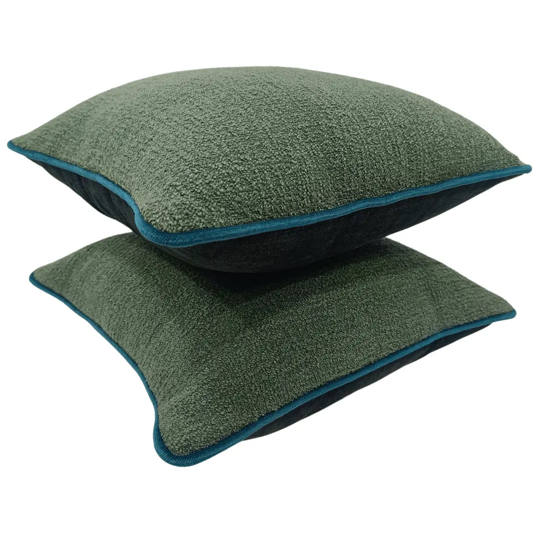 Green Bouclé Pillow Covers (16x16, Set of 2) | ZIPCushions - view 2