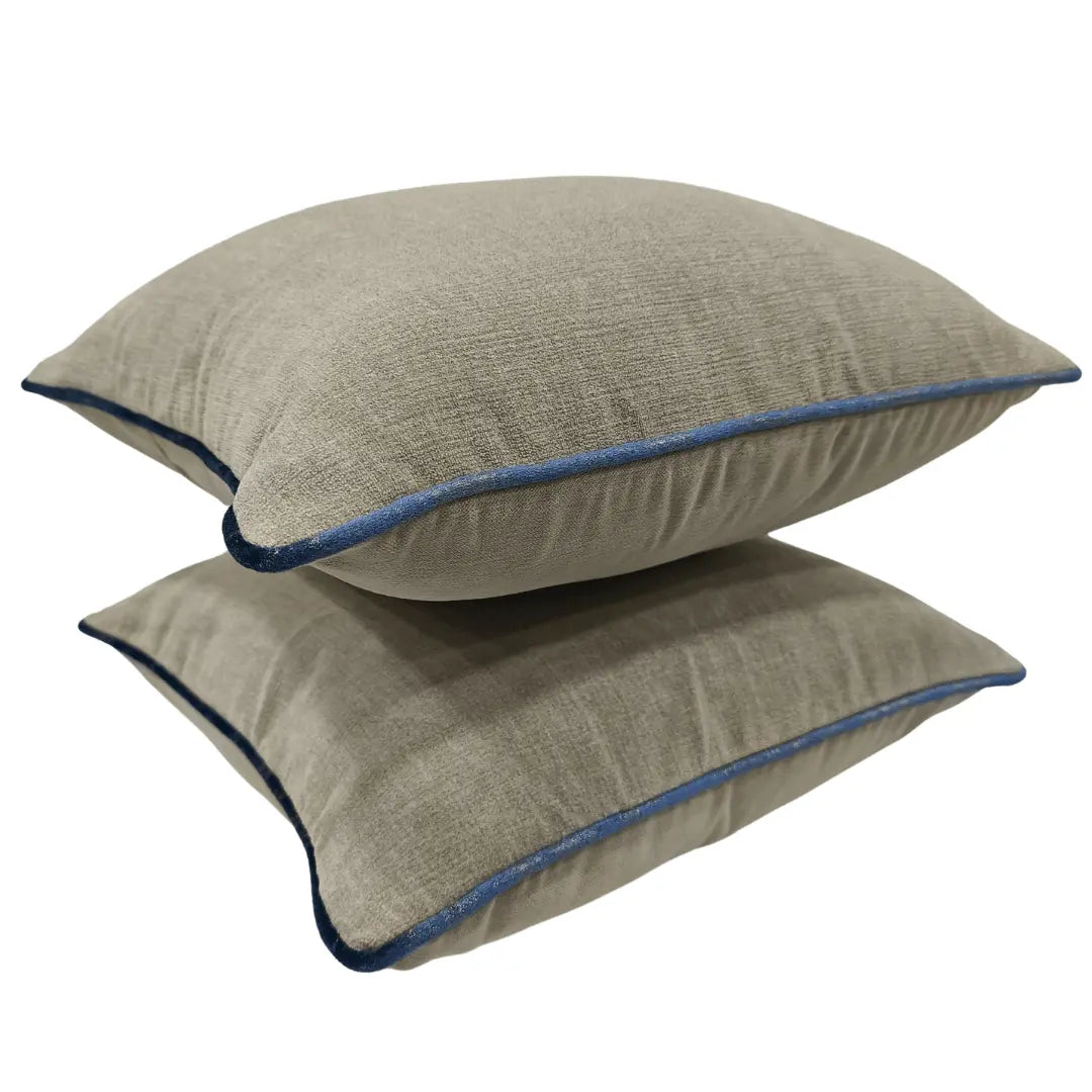 Taupe Pillow Covers with Contrast Piping (16x16, Set of 2) | ZIPCushions
