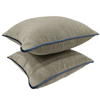 Taupe Pillow Covers with Contrast Piping (16x16, Set of 2)