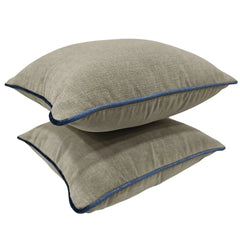 Taupe Pillow Covers with Contrast Piping (16x16, Set of 2)