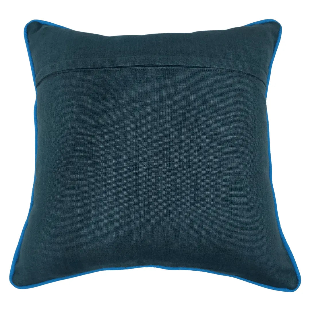 Green Bouclé Pillow Covers with Blue Piping (Set of 2, 16x16) | ZIPCushions - view 2