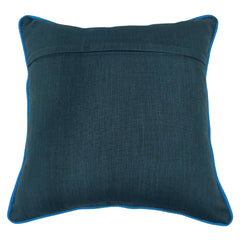 Green Bouclé Pillow Covers with Blue Piping (Set of 2, 16x16) - Hover Image