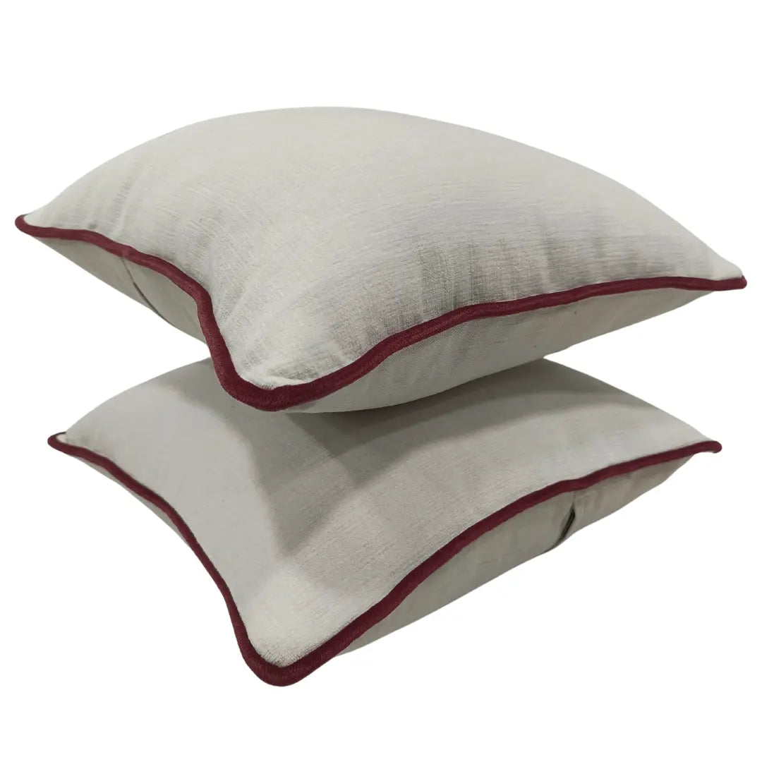 Neutral Piped Pillow Covers (16x16, Set of 2) | ZIPCushions - view 2