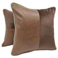Brown Dual-Tone Pillow Covers (16x16, Set of 2)