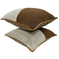 Elegant Two-Tone Brown & Beige Pillow Covers (16x16, Set of 2)