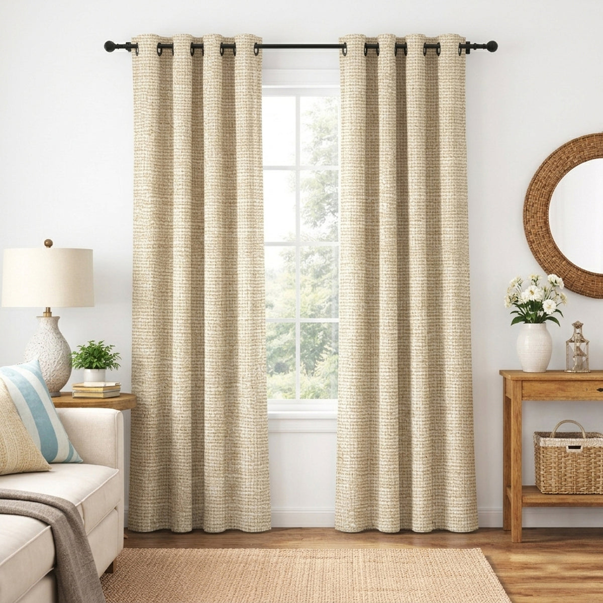 Ecru Heavyweight Woven Curtain - view 2