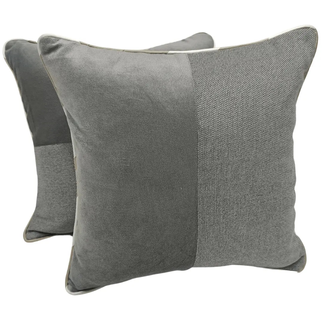 Modern Grey Contrast Pillow Covers (16x16, Set of 2) | ZIPCushions