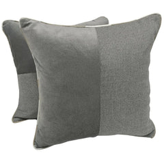 Modern Grey Contrast Pillow Covers (16x16, Set of 2)