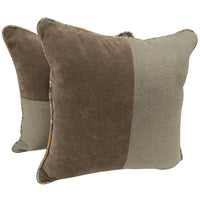 Warm Brown & Beige Contrast Pillow Covers (16x16, Set of 2)