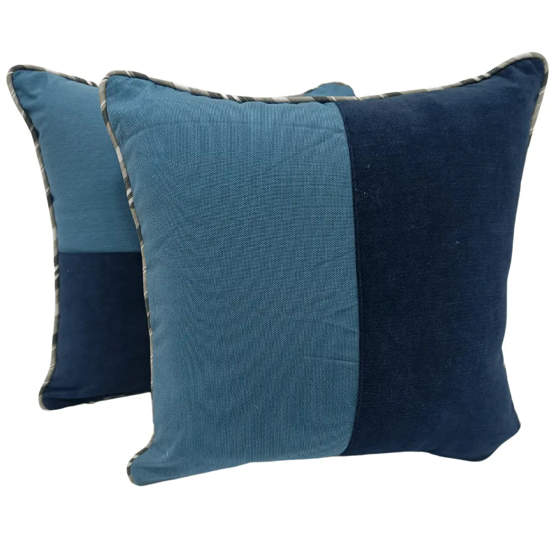 Two-Tone Blue Pillow Covers For Indoors (16x16, Set of 2) | ZIPCushions - view 2