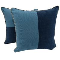Two-Tone Blue Pillow Covers For Indoors (16x16, Set of 2)