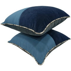 Two-Tone Blue Pillow Covers For Indoors (16x16, Set of 2)