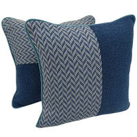 Blue Herringbone & Textured Pillow Covers (16x16, Set of 2)