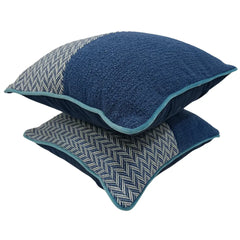 Blue Herringbone & Textured Pillow Covers (16x16, Set of 2) - Hover Image