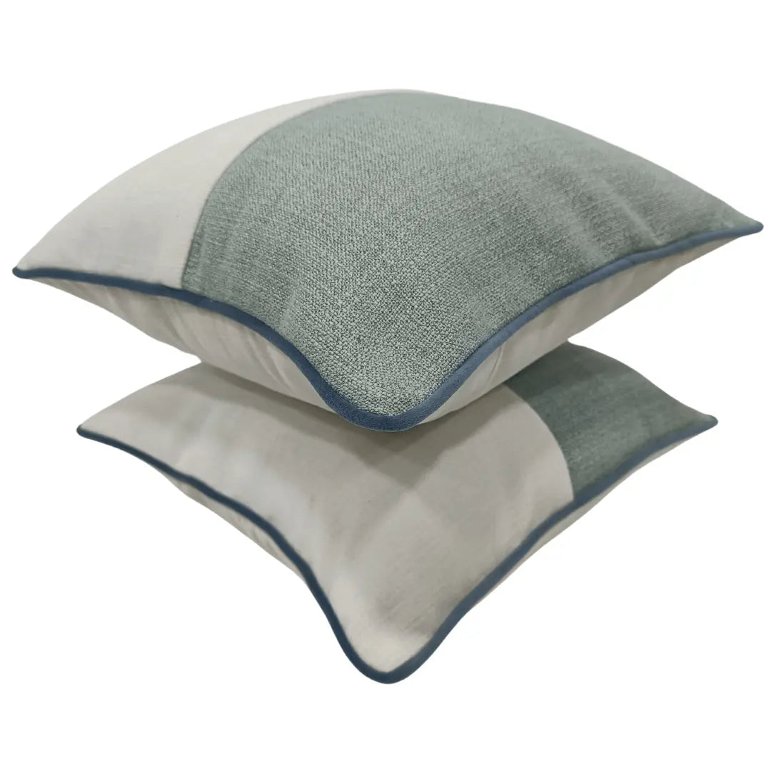 Sage Green & Ivory Two-Tone Pillow Covers (16x16, Set of 2) | ZIPCushions - view 2