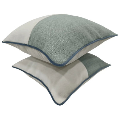 Sage Green & Ivory Two-Tone Pillow Covers (16x16, Set of 2) - Alternate image