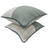 Sage Green & Ivory Two-Tone Pillow Covers (16x16, Set of 2)