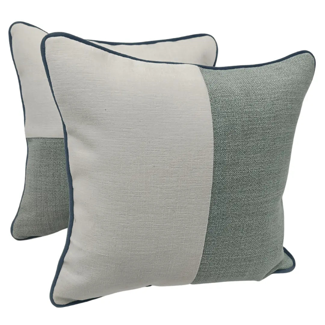 Sage Green & Ivory Two-Tone Pillow Covers (16x16, Set of 2) | ZIPCushions