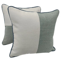 Sage Green & Ivory Two-Tone Pillow Covers (16x16, Set of 2)